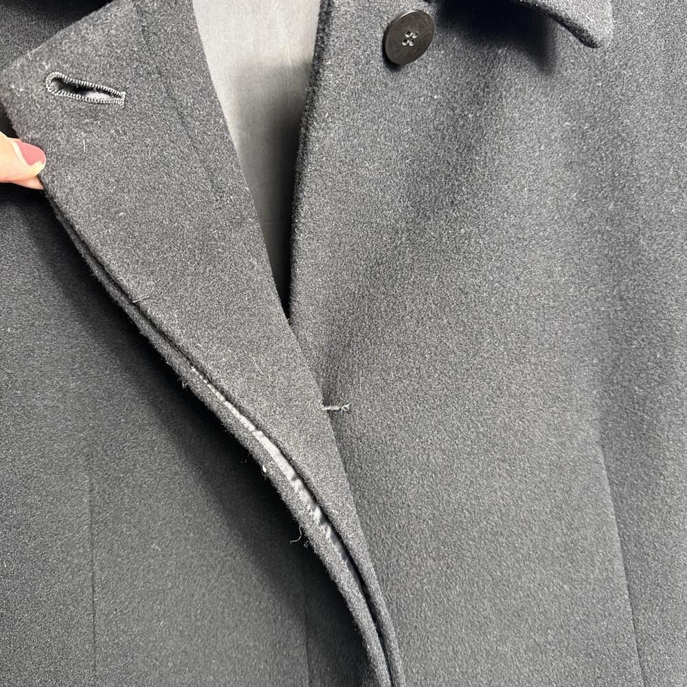 DKNY Long Black Wool Coat Size 6 Medium Tailored Fit Hidden Buttons Pockets - Picture 5 of 11